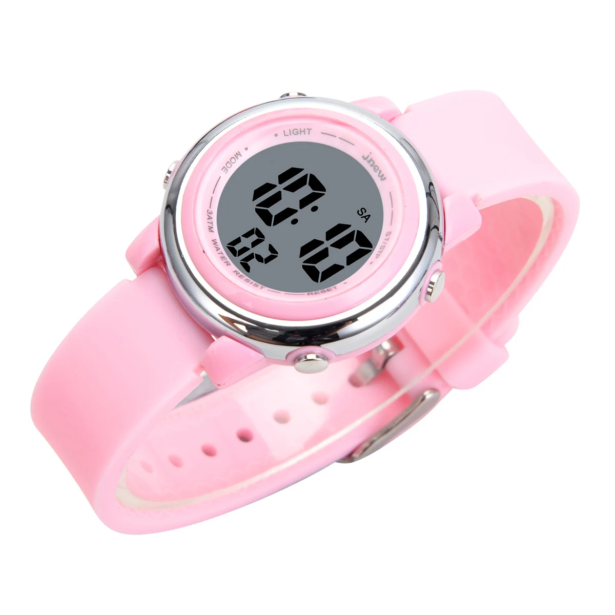 Pink Environmental Colorful Flash 3ATM Waterproof Time Digital Wrist Watch For Kid