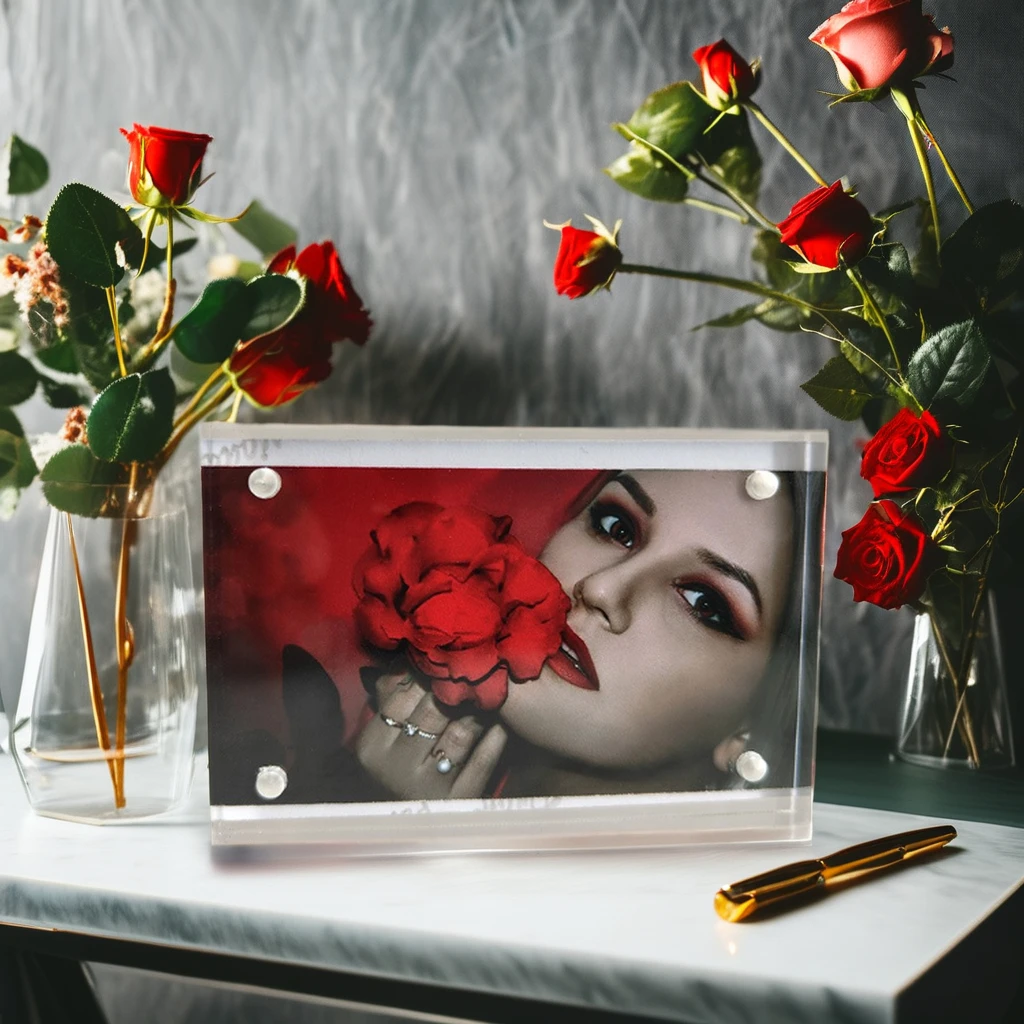 Strong Magnet Clear Acrylic Photo Frame 4*6 Inch Double Sided Frameless Block for Tabletop Picture Frame