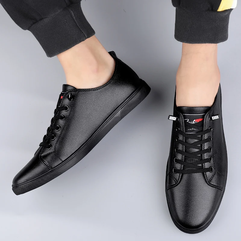 2024 New Arrivals Autumn Comfortable Lace-up White Casual Shoes Trend Cowhide Breathable Large Size Sneakers Men Shoes