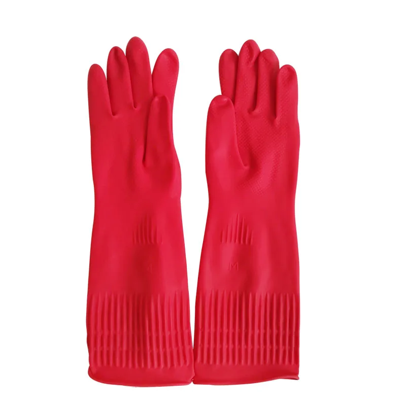 Elbow Length 30Cm Kitchen Dish Washing Waterproof Dishwasher Natural Latex Rubber Cleaning Household Unlined Laundry Gloves