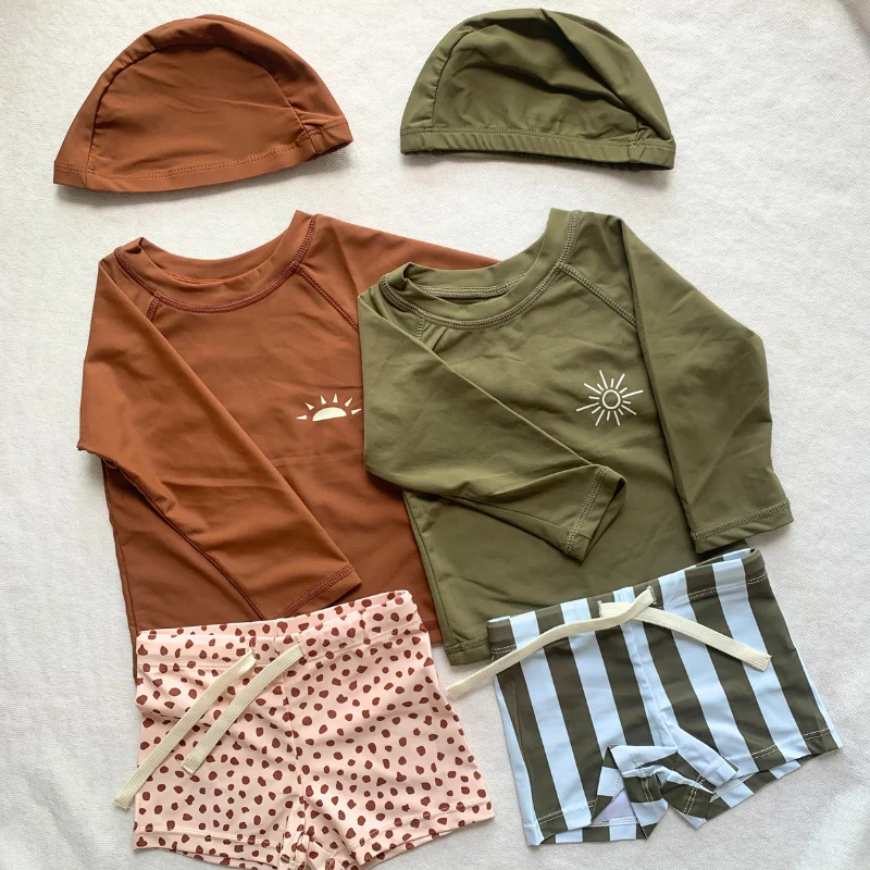 Toddler Bathing Suits For Boy Kids Swimwear Summer Long-Sleeved Beachwear Quick Dry Swim With Sun Protection Swimwear