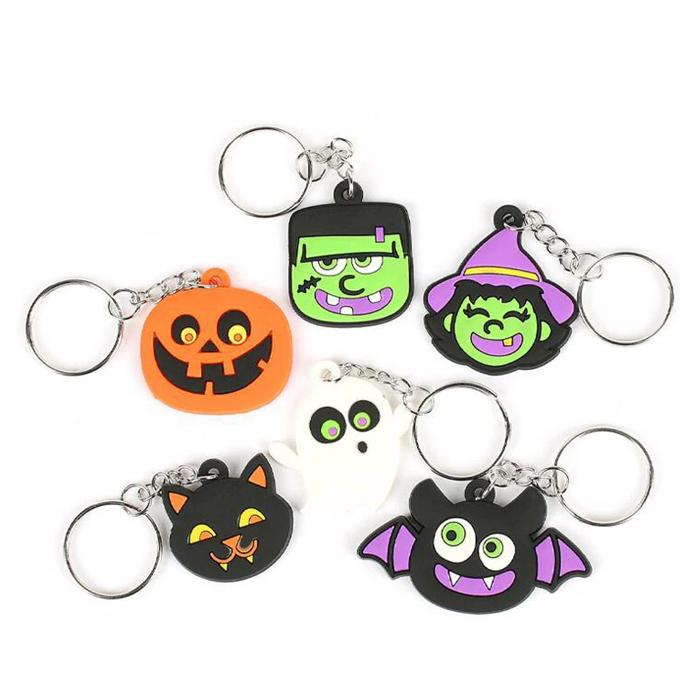 Halloween Rubber Key Ring Cute Soft PVC Pumpkim Cat Zombie Ghost Witch Bat Halloween Keychains