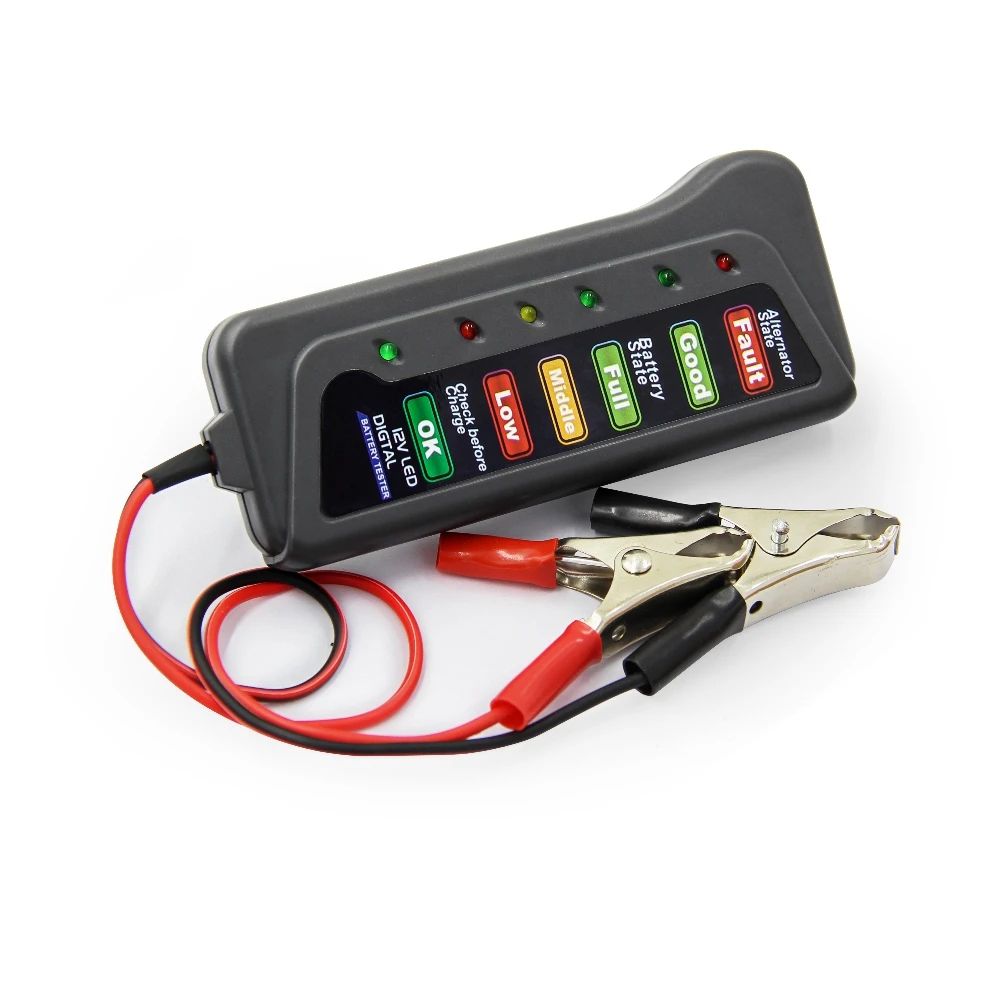 12V Car Battery Tester Digital Alternator Tester 6 Led Lights Display Automotive Diagnostic Tool Auto Load Analyzer