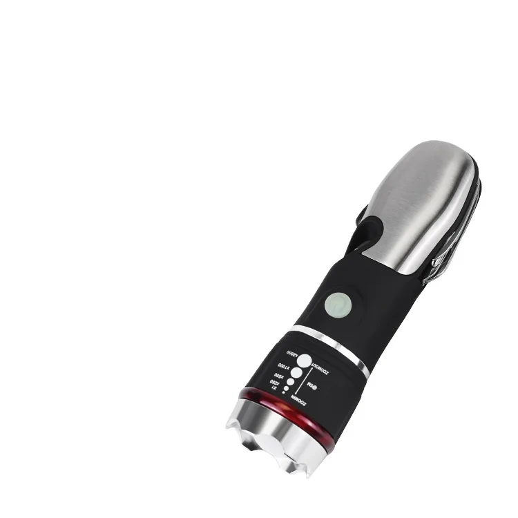 2024 Multifunctional Combination Tool Safety Hammer Retractable Focusing Flashlight Aluminum Head LED Tool Steel Package