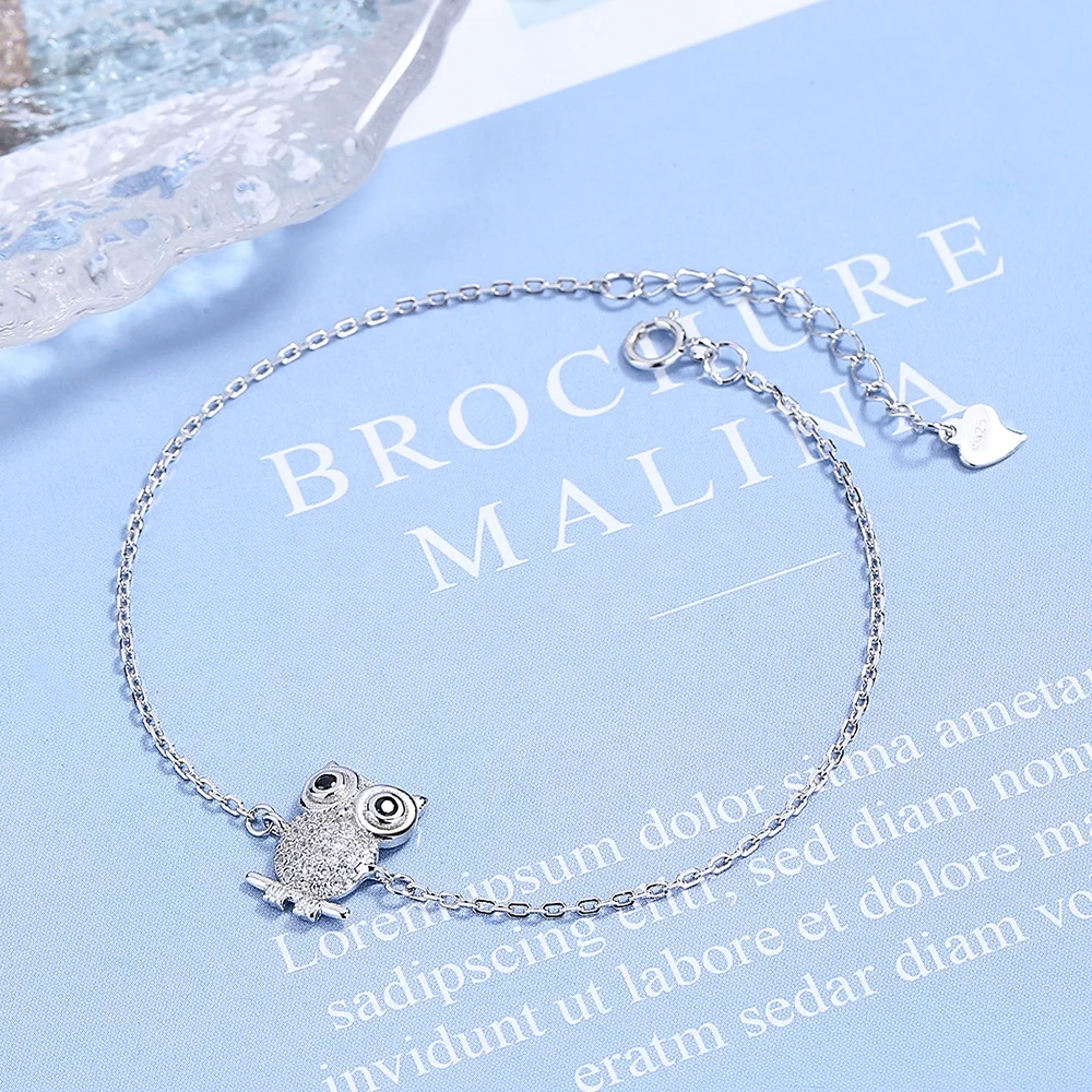 Unique 925 Sterling Silver Bangle Animal Owl Bracelets