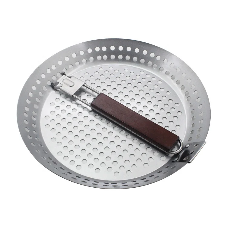 Сосна деревянная ручка нержавеющая сталь Гриль Сковородка со съемной ручкой