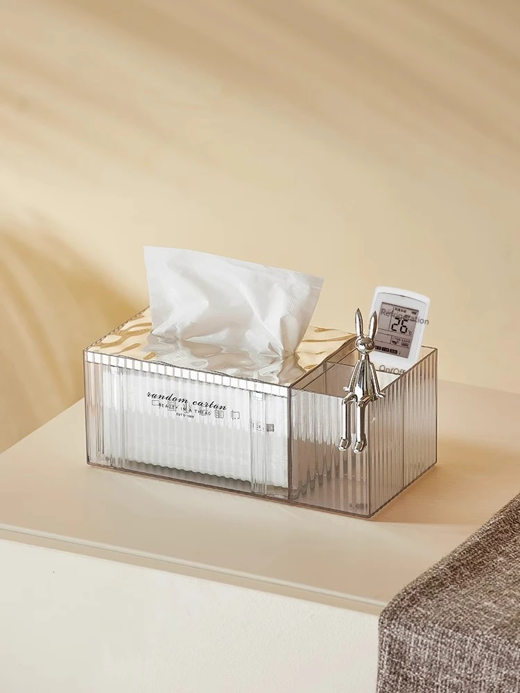 Rabbit Transparent Silver Peninsula Liangpin Light Luxury Style Tissue Box Living Room Home Desktop Coffee Table Remote Control