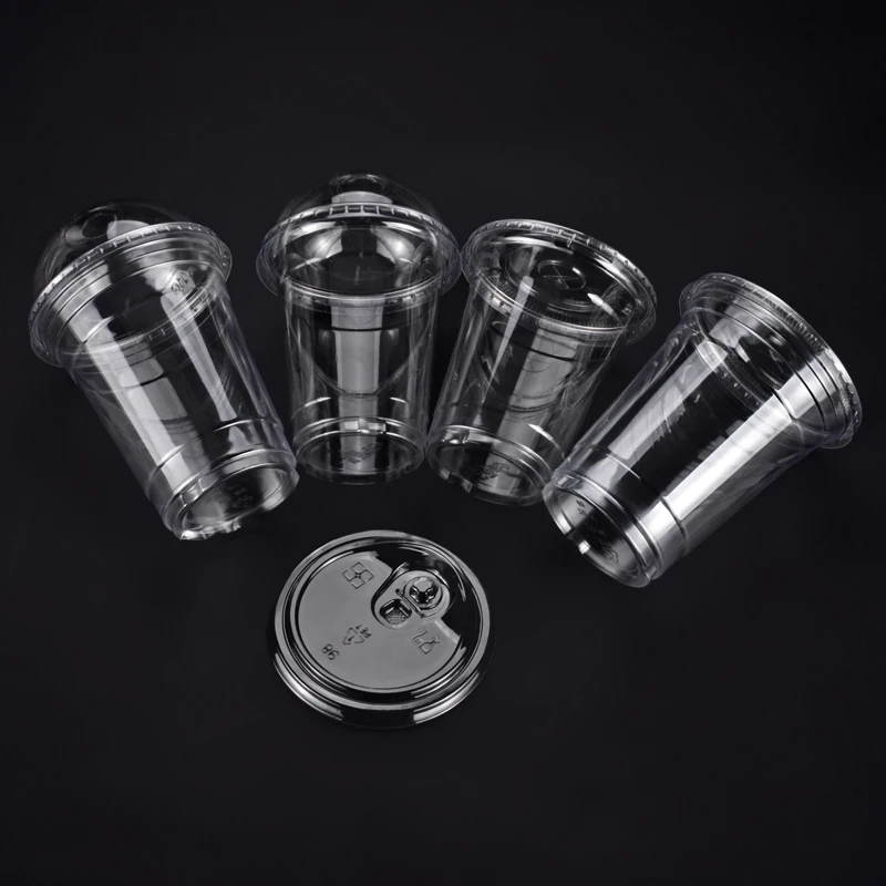Clear Smoothies cup  Logo Custom Printed 90 95 98 Caliber Disposable Pet Plastic Boba Cup For coffee