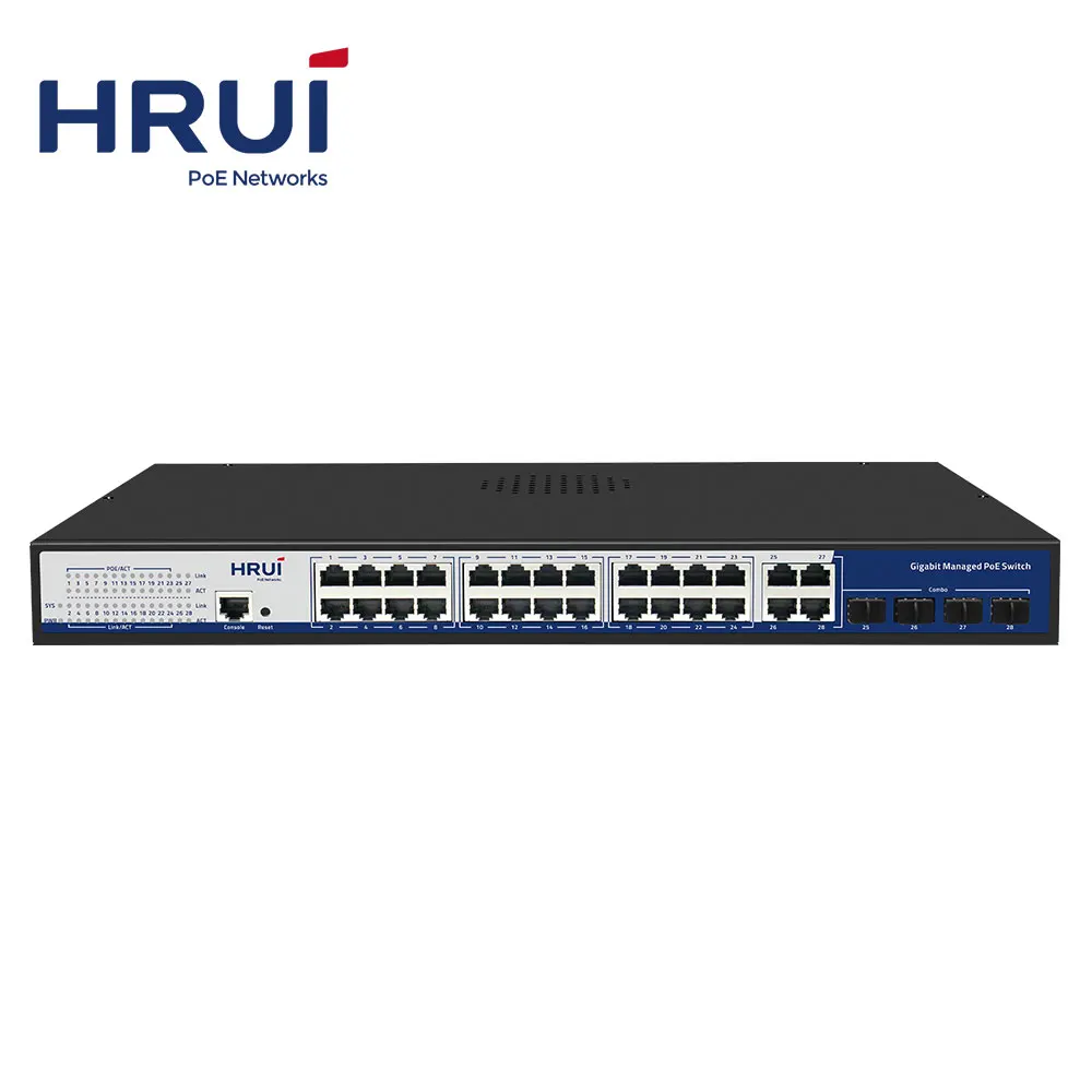 Hrui 32 порт Gigabit ethernet SNMP IGMP веб-L2 POE сторожевой SFP волоконно-оптический управляемый коммутатор питания через