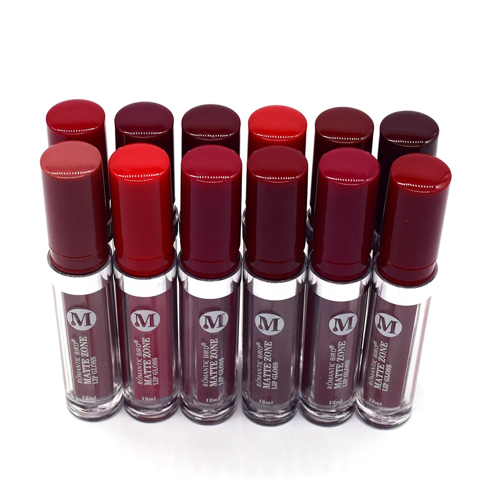 2022 Factory Hot Selling Matte Lip Gloss ROMANTIC BIRD 12 Colors Mixed Red Pieces Red Lip Gloss