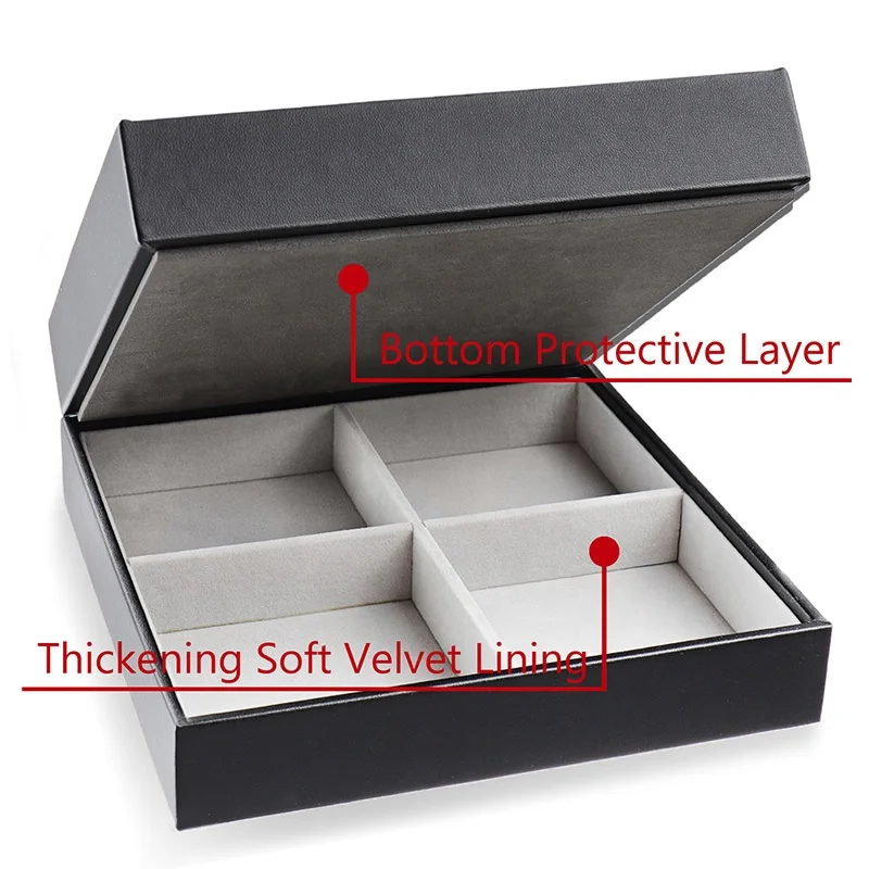 
Retail Black Leather Stackable Jewelry Packaging Tray With Lid 