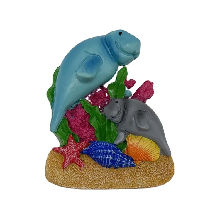 Custom logo resin caribbean sea marine animal sea cow manatee souvenir fridge magnet