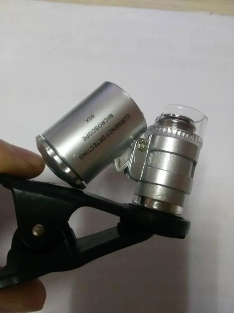 60x LED UV Illuminated Mini Pocket Microscope for Mobile Phone with Clip (BM-MG8050)