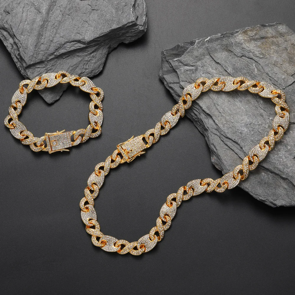 Personality Creative Stitching Cuban Link Chain Buckle Pig Nose Exaggerated Silver Chain Necklaces Trendy Hip Hop Jewelry