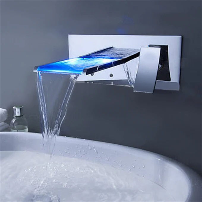 New Design Electric Smart Water Taps Sensitive Gradient Light LED Faucet For Bathroom Vessel Wash Basin Sinks Factory Wholesale