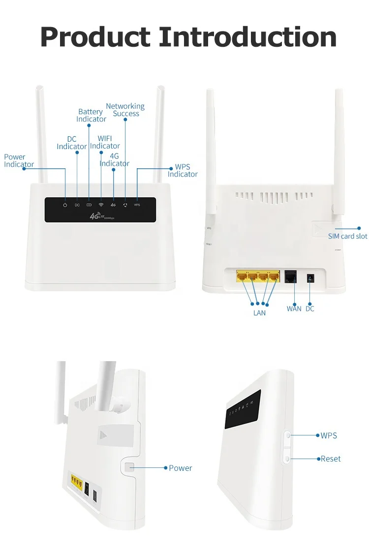 802.11 B/g/n 4G Wireless Sim Card 300Mbps WIFI router Chip MTK7628NN With 4* 5dBi Antennas