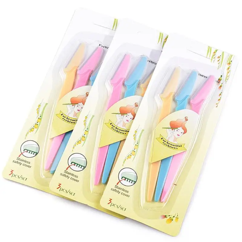 
Portable 3pcs/set Eyebrow Razor Blades Hair Remover Trimmer Set For Make Up Kit 