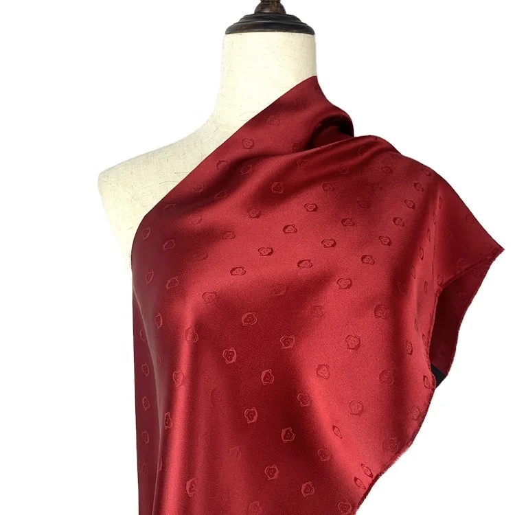 Customized jacquard silk 100% silk mulberry 114cm Width SangBo satin Brocade  fabric