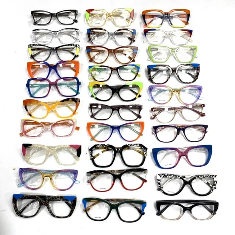 Wholesale Ready Stock Acetate Eyeglasses Frame Mix Colors High Thickness Eyewear Eye Glasses Frames