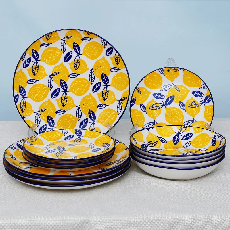 European Style Modern 18-PCS Porcelain Dinnerware Set Ceramic Tableware Dishes and Bowls for Food Use Free Sample for Home Use