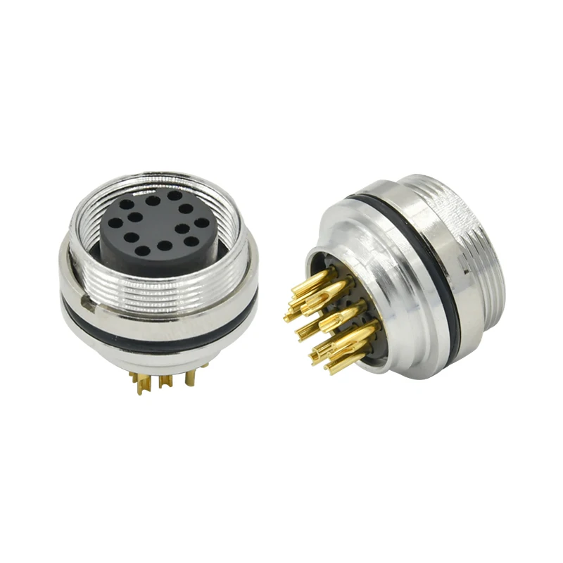 M16 Straight 2 3 4 5 6 7 8 12 14 19 24 Pin Male Female Soldering Metal Plug Automotive Field Assembly Connector