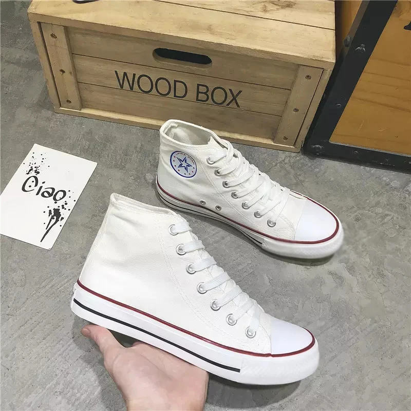 customization Wholesale Casual Mens Sport Custom Vulcanized Canvas Shoes Sneakers High Top Canvas Trendy Shoes