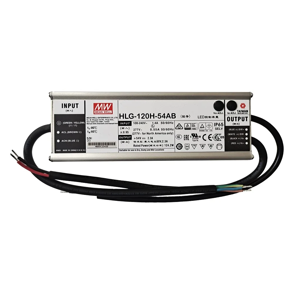 Meanwell 120W 240W 320W 480W 600W IP67 Dimmable Led Grow Lights Power Supply 48V 54V Led Driver