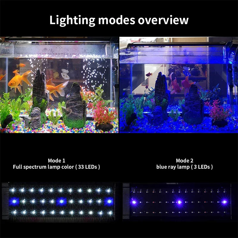 Factory direct sale Blue and white light fish tank bracket light customizable aquarium light