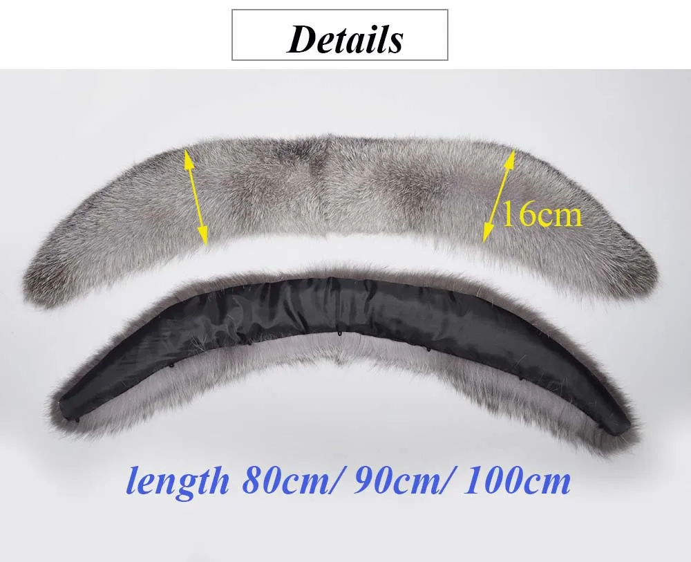 MWFur Silver Fox Hair Collar For Winter Fashion Fox Fur Collar For Women Men Winter Fashion Silver Fox Fur Collar Scarf