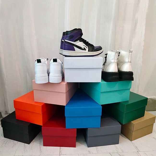 custom logo print folding baby small shoe paper box kid children sport shoes package box large men womens cardboard shoe boxes