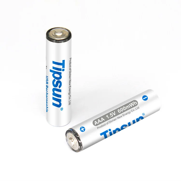 tipsun aa aaa usb rechargeable li-ion battery  1.5v 600mwh type c charger port