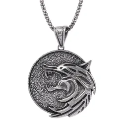 Hot Sale Pendant Wizard Witcher 3 Medallion Pendant Necklace The Wolf Head Necklace U Pick Color Halloween Necklace & Pendants