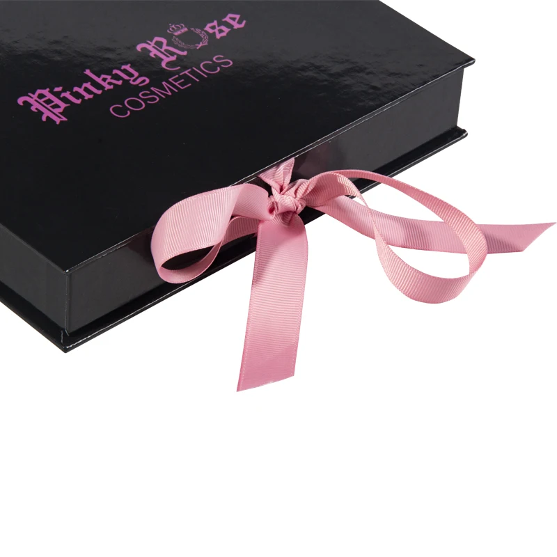 
Custom Luxury Black Paper Collapsible Book Style Logo Pink Printed Rigid Cardboard Closure Flap Gift Magnetic Box Packaging 