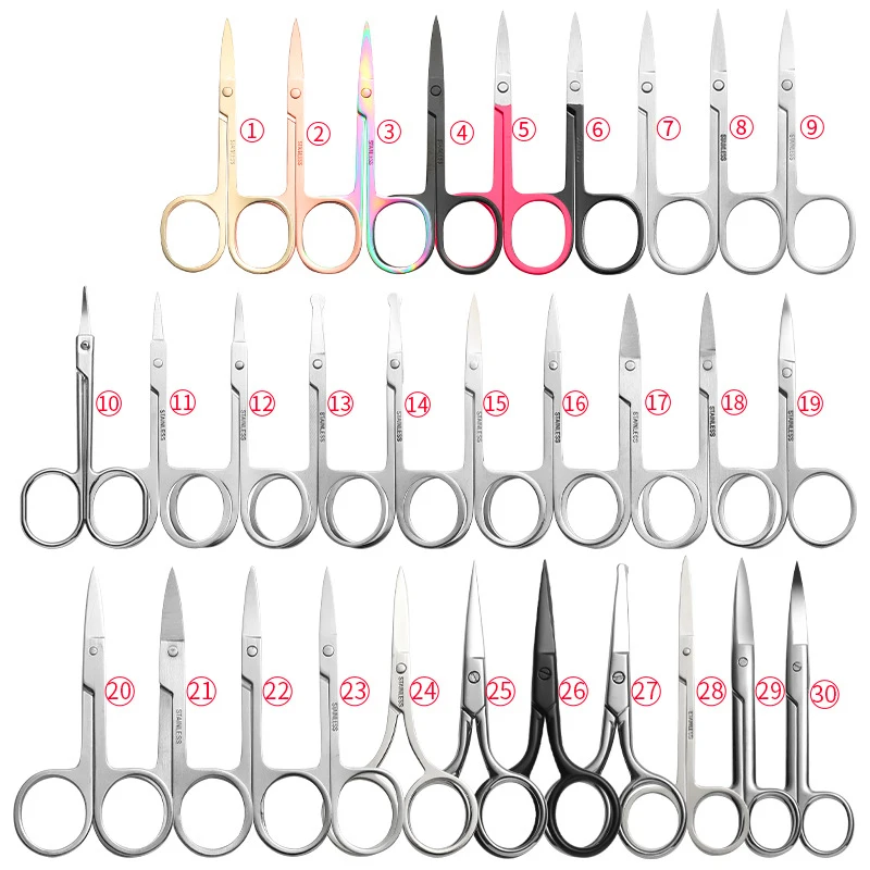 Fast Shipment Portable High Quality Beauty Scissors Set Stainless Steel Tweezers Eyebrow Scissors Product Label Lash Scrissos