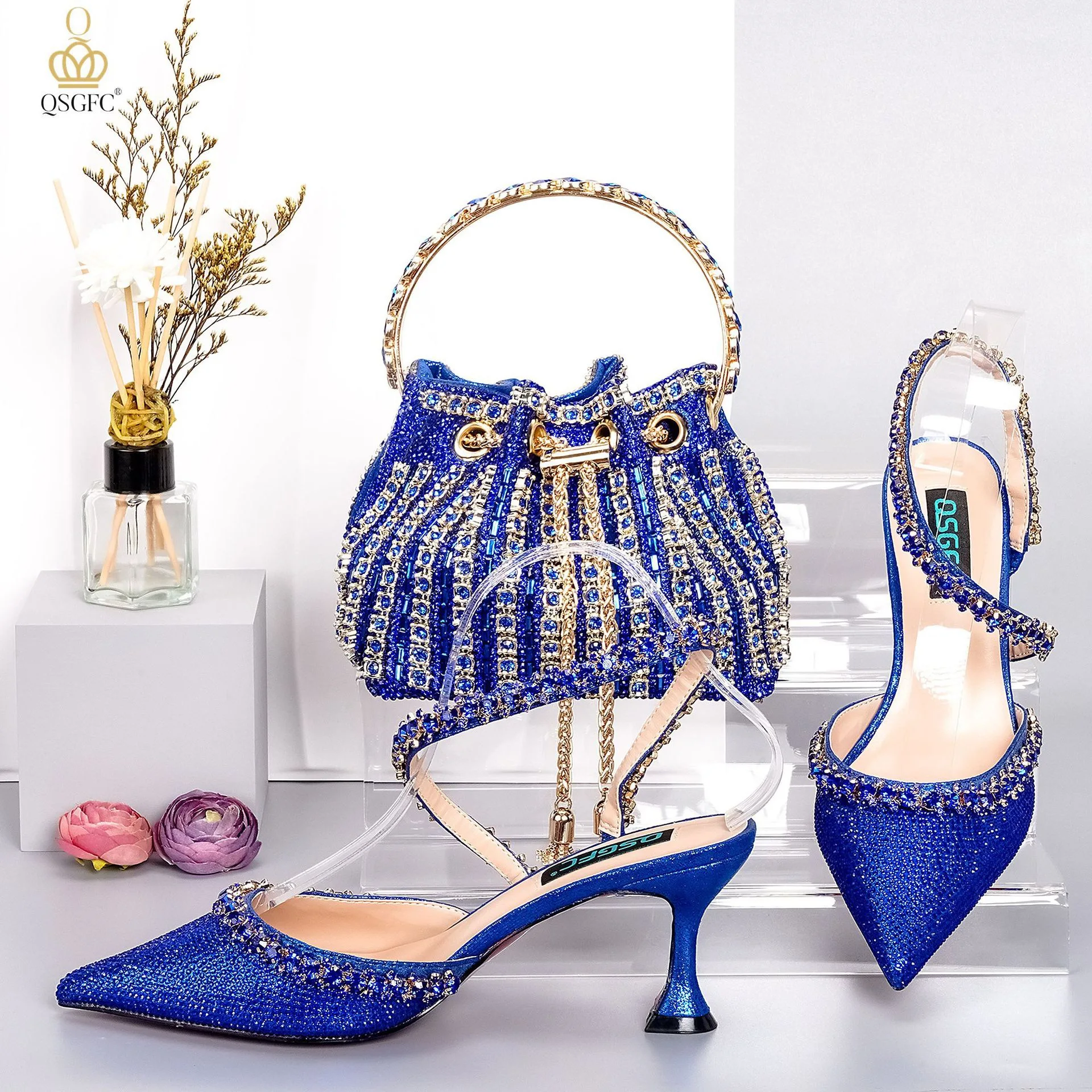 wedding shoes for women  shoes Bags Set New Design with stone to match bag woman sandals shoes bags