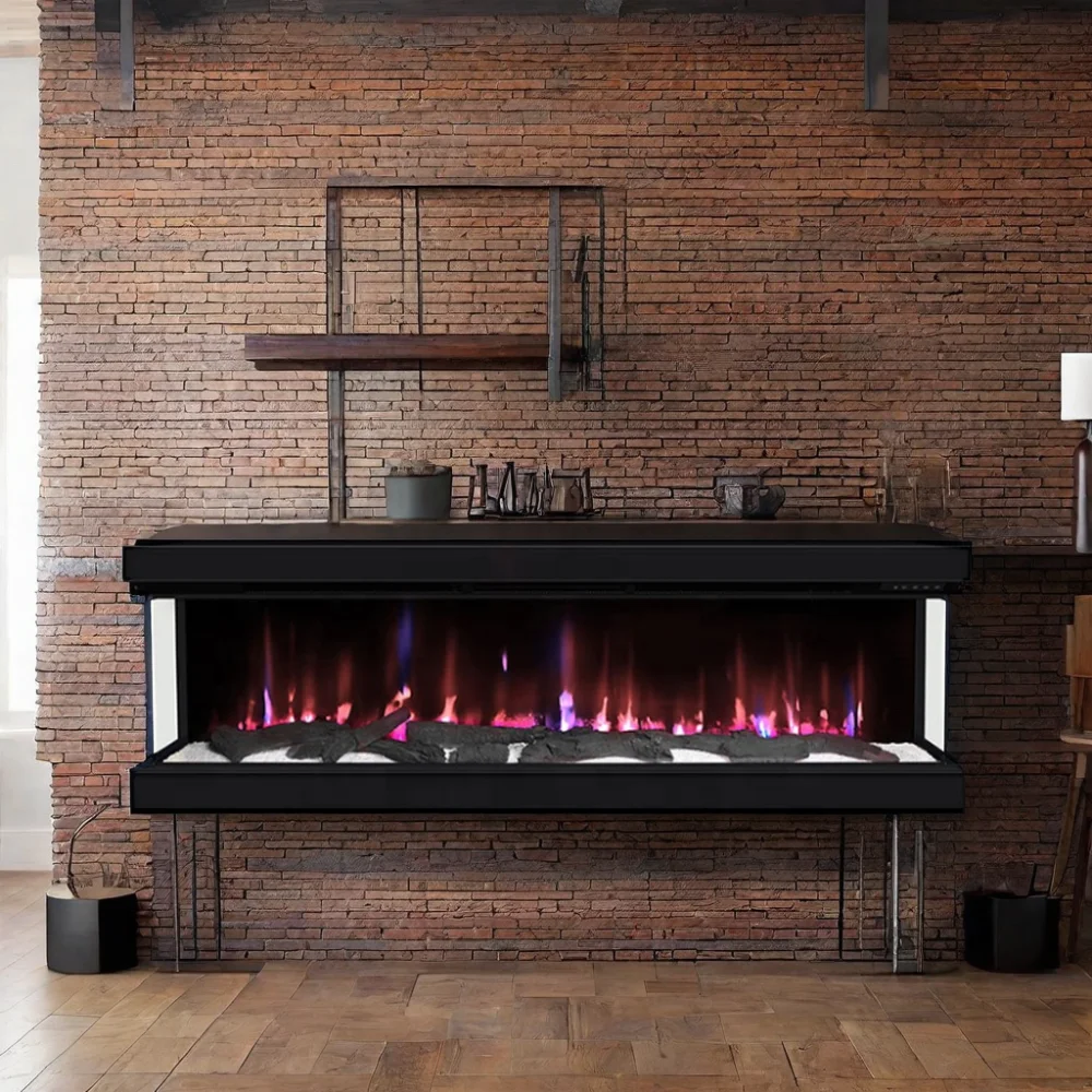 OEM/ODM Electric Fireplace with Realistic Flame Indoor Use Big View Electric Fire Place for Household or Hotel