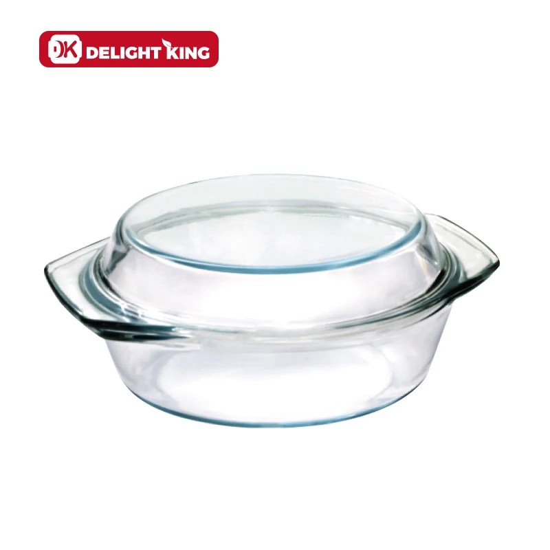 Large clear cookware pot / borosilicate glass oven safe glass casserole cooking pot with lid for soup