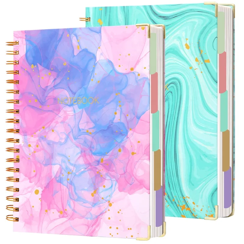B5 Stock spiral notebook with dividers school spiral ring notebook with gold foil logo
