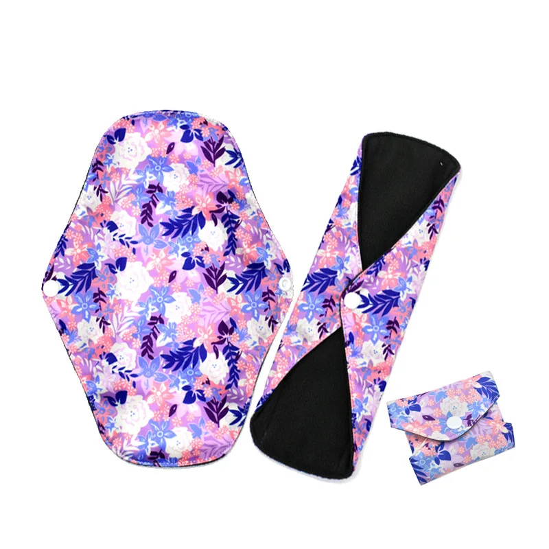 LYNMISS Reusable Pads Menstrual Sanitary Organic Bamboo Charcoal Fabric M Size Outing breathable sanitary napkin pad