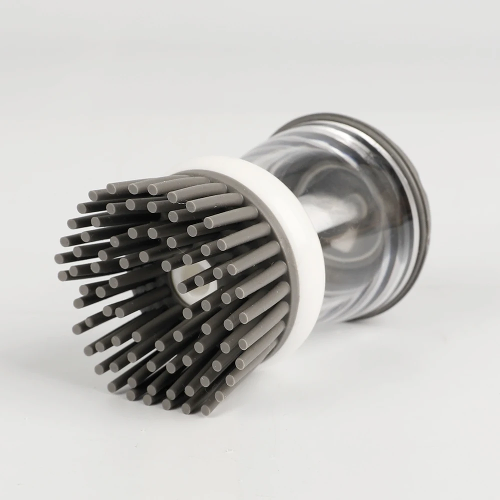 Kitchen Cleaning Soap Dispensing TPR Bristle Dish Washing Brush Set