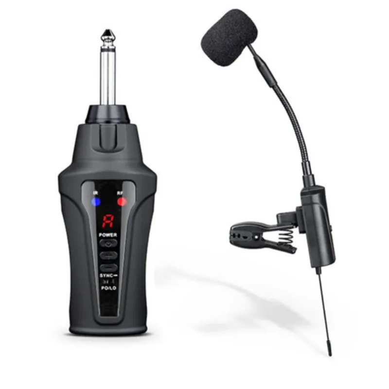 Wireless Saxophone Instrument, Professional Rechargeable UHF Condenser Microphone System, Best Saxophone Mic with Clip for Sale