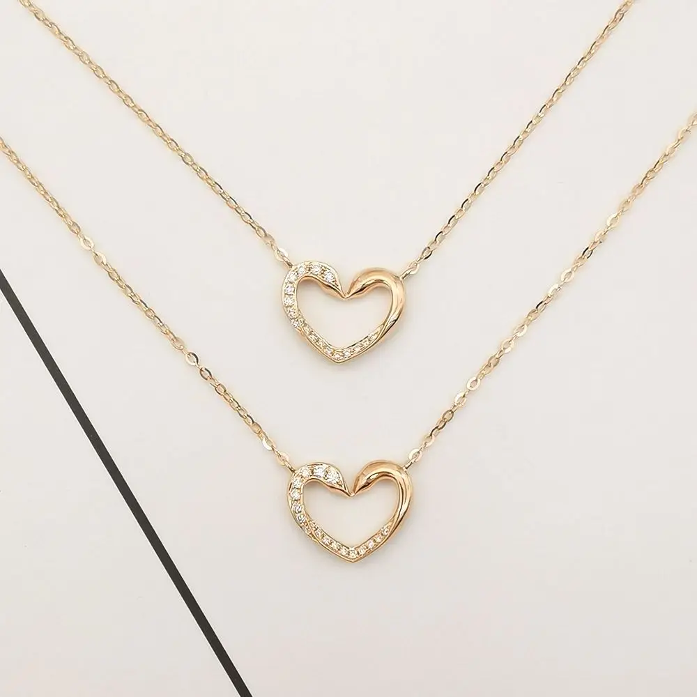 Pure Solid Gold Jewelry Diamond with Certificate Necklace AU750 Heart Shape Necklace Real Gold Jewelries 18K Gold Classic Trendy