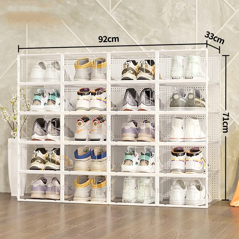 Wholesale Foldable Sneaker Storage Box Acrylic Drawer Type with Drop Front Magnetic PP Plastic Metal and Paper Material
