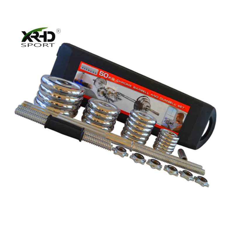 gift box adjustable discos para pesas 20 kg 30kg 50 kg mancuernas de pesas cromadas