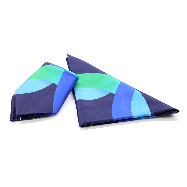 Custom Polyester Cotton Fabric Bandana 55*55cm Custom Logo Fans Kerchief Scarf Printed Blue Square Bandannas For Promotion