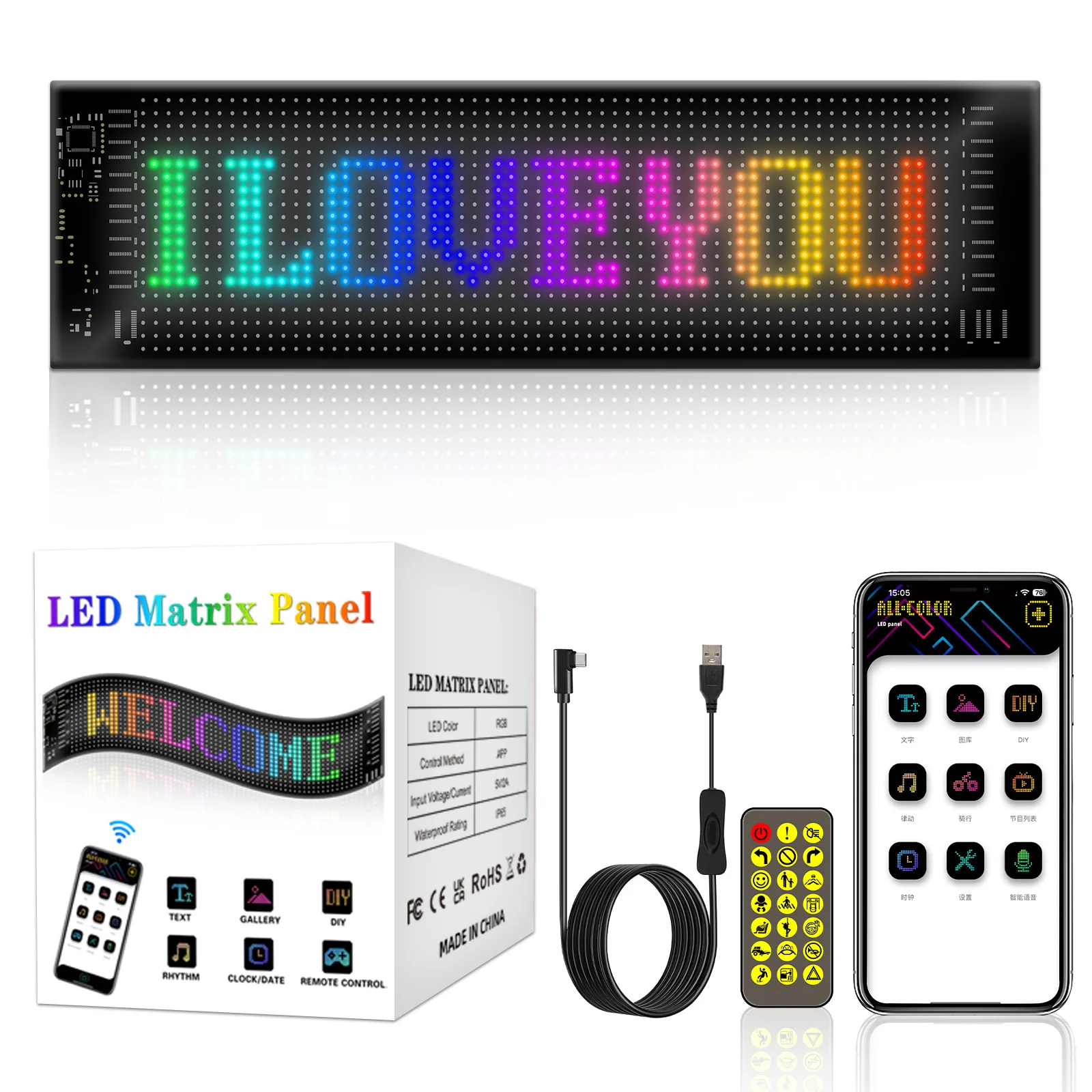 Waterproof Soft LED Screen Smart Phone APP Control LED Light Sign Custom Funny Image LED Matrix Panel For Car