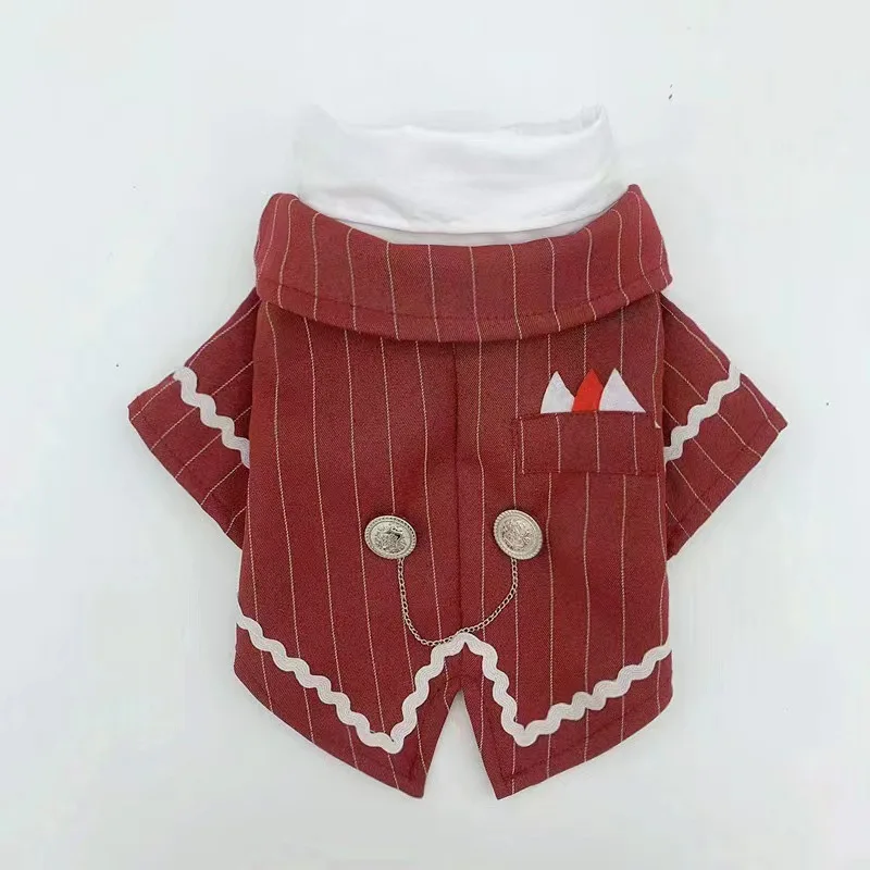 Dog Shirt Puppy Pet Small Dog Clothes, Stylish Suit Bow Tie Costume, Wedding Shirt Formal Tuxedo with Black Tie