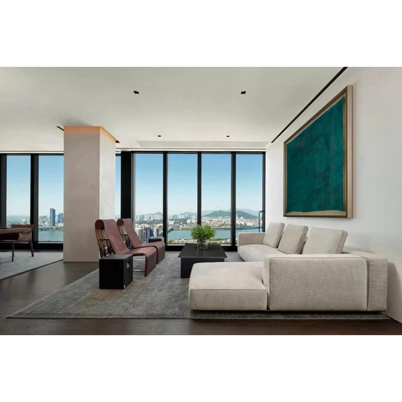 
Custom sofa living room furniture sets leather wooden hotel furniture 
