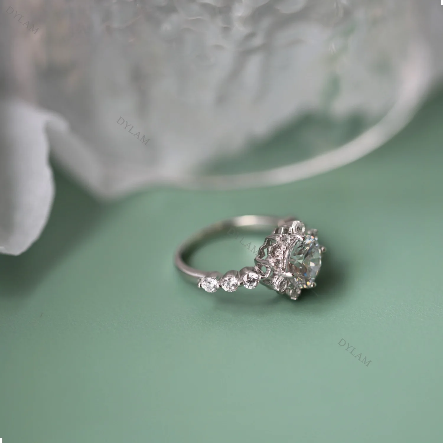 Dylam 925 Silver Engagement Ring Women Rings Luxury Sterling Wedding Set Solid Real Spinning Chunky Ring
