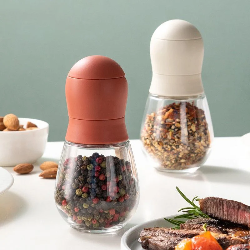 Mini Glass Salt Pepper Grinder Adjustable Spice Nuts Mills Manual Seasoning Grinder Handheld Shaker Bottle Ceramic Core Kitchen